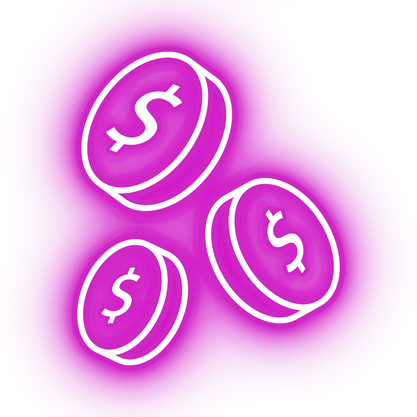 Neon pink coins icon